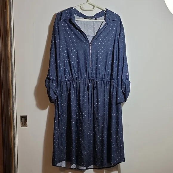 mlle gabrielle shirt dress Pre-Owned MLLE GABRIELLE 2X Blue White Striped Shirt Dress Women